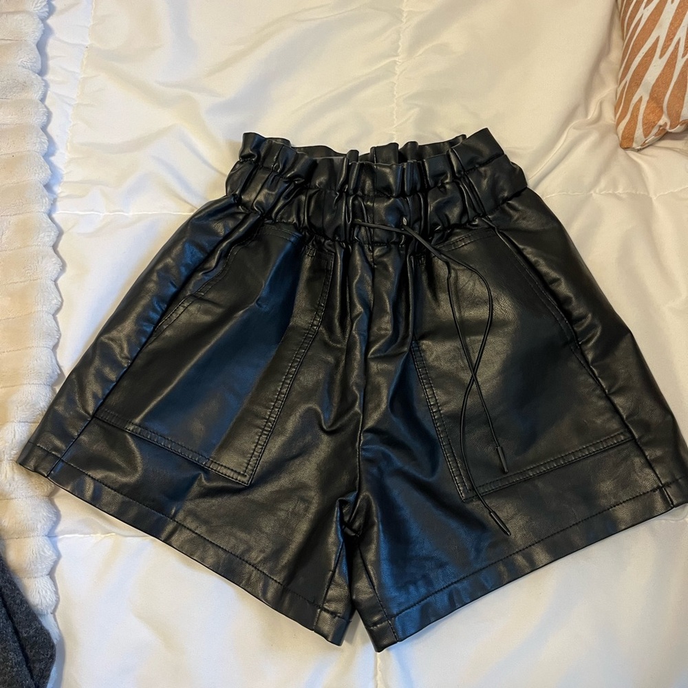 Black Faux Leather Shorts